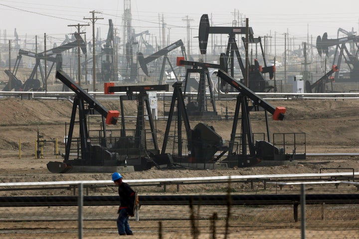 Pumpjacks operate at the Kern River Oil Field in Bakersfield, California, on Jan. 16, 2015.