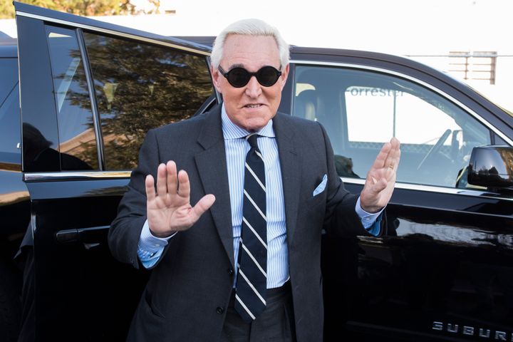 Roger Stone arrives for the second day of jury selection in his federal trial in Washington on Nov. 6, 2019.