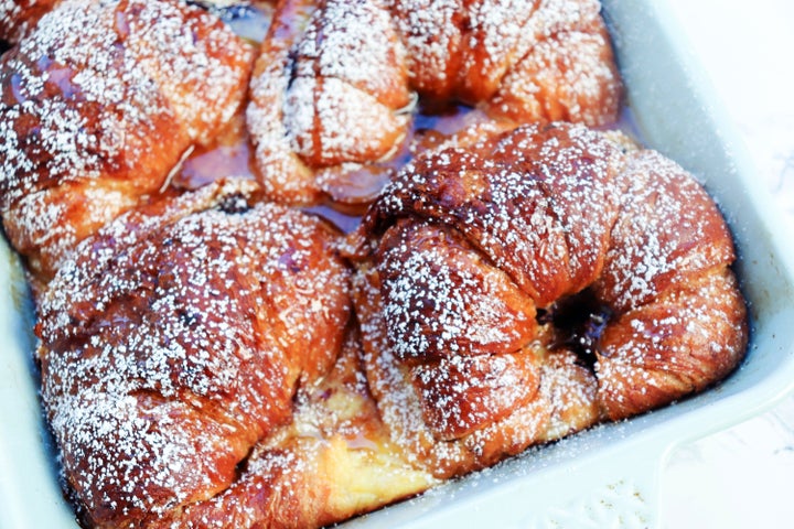 Croissant French Toast Stuffed with Nutella and Topped with