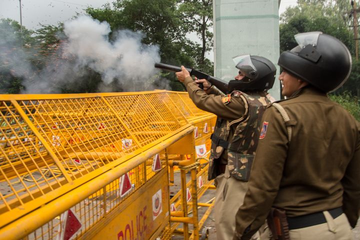 Delhi Police shot tear gas and beat the students of Jamia Millia Islamia University in Delhi on December 13, 2019.