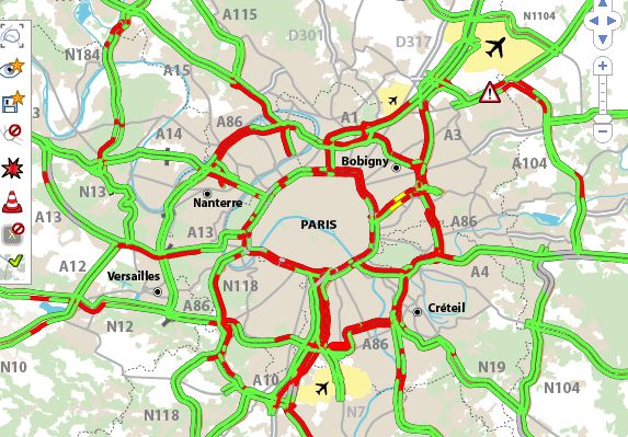 Il y avait déjà 277km de bouchons cumulés en Île-de-France avabt