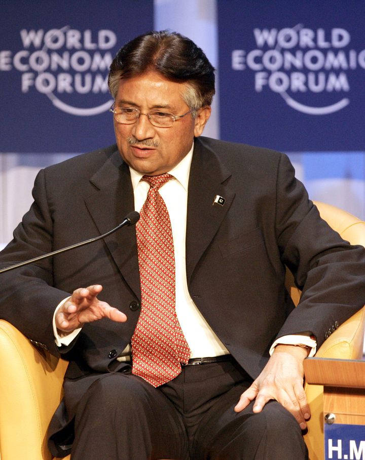 Pakistan's then president Pervez Musharaff speaking at the World Economic Forum in Davos, Switzerland, in 2006