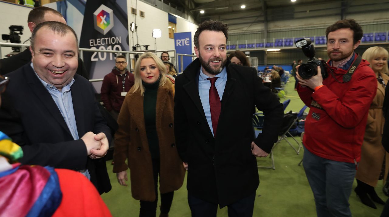 SDLP leader Colum Eastwood and his wife Rachel arrive at Meadowbank Sports Arena in Magherafelt Co Londonderry as counting begins Westminster election.