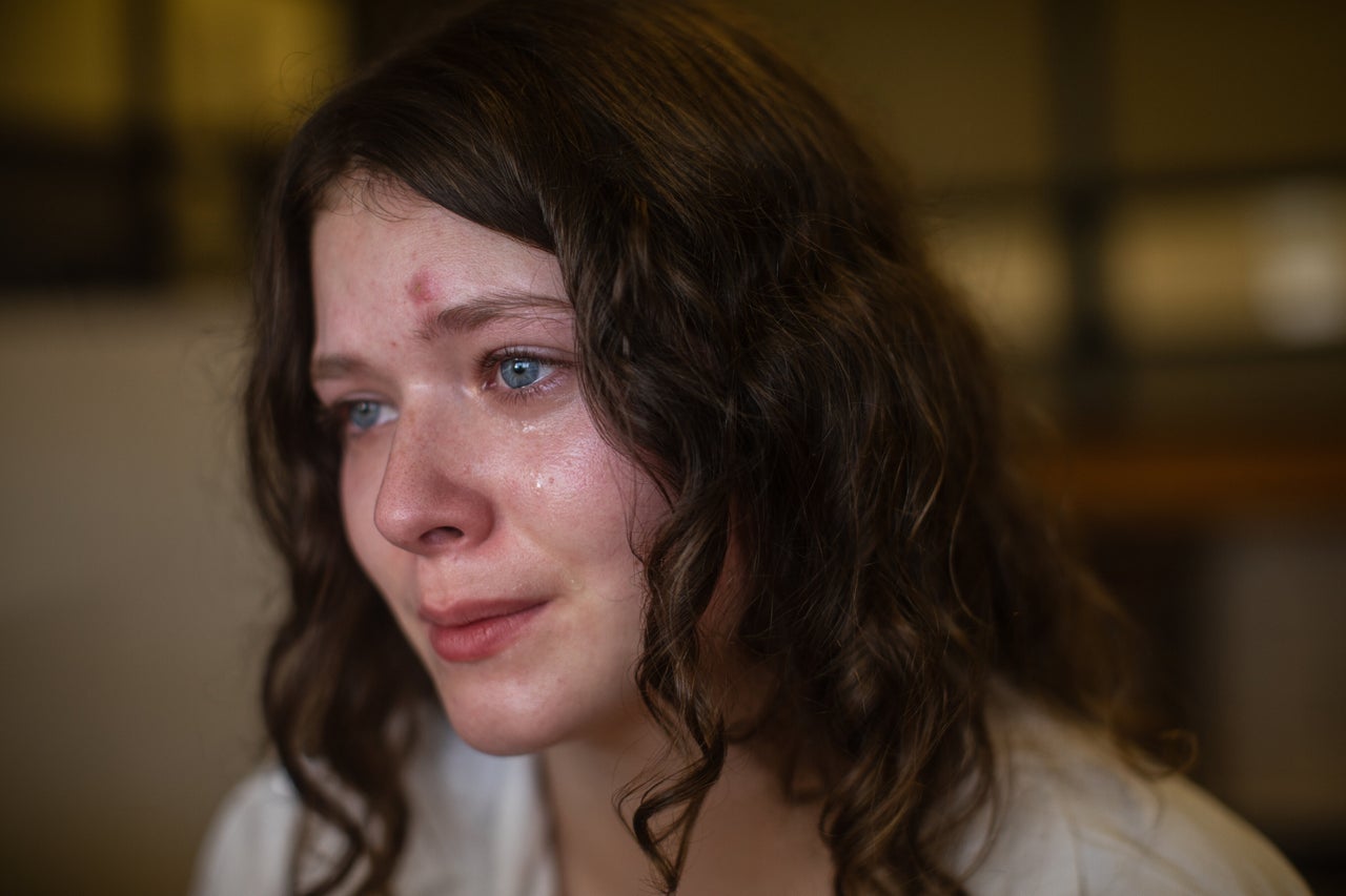 Mia, 19, in the visitation area for the Christina Melton Crain Unit in Gatesville, Texas, on July 29.