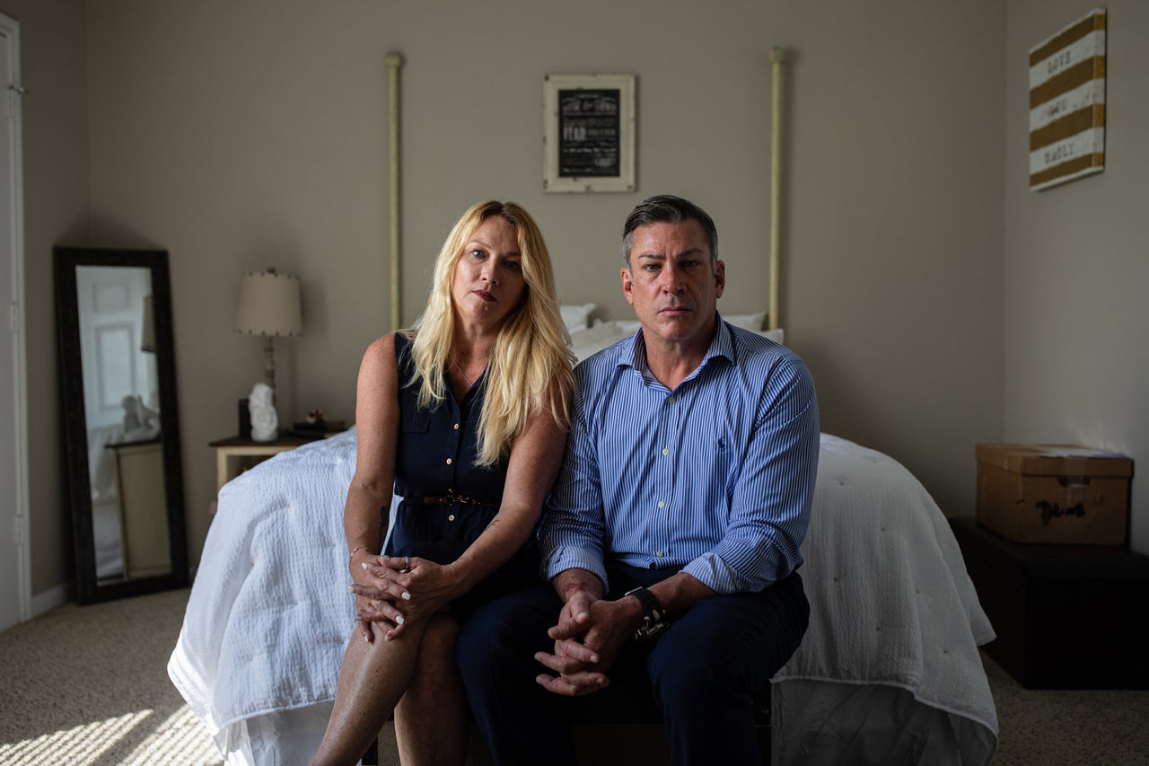 Vincent and Miriam in Mia's room at their home in Fort Worth on July 30.