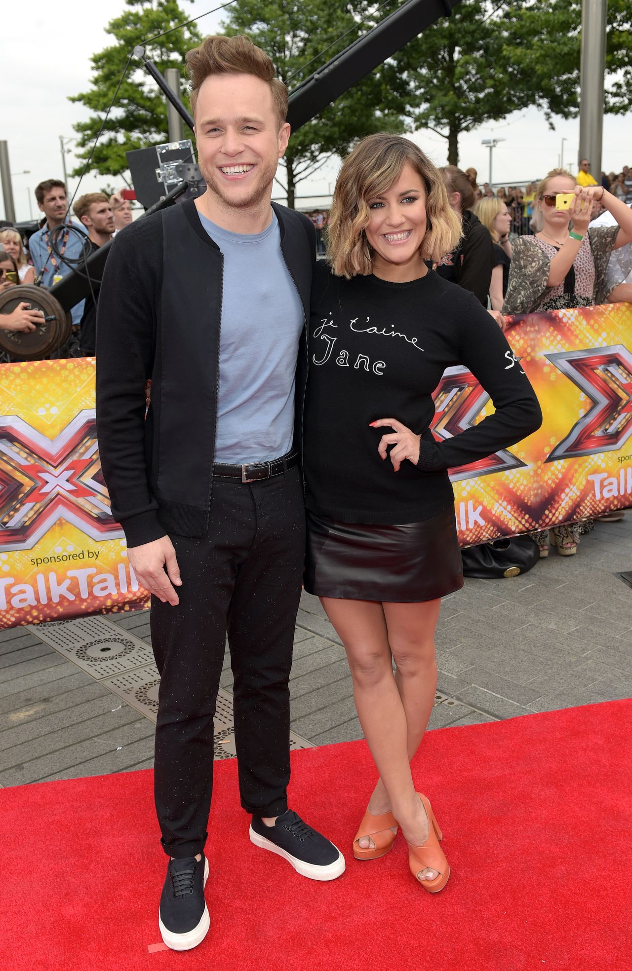 Caroline with X Factor co-host Olly Murs in 2015