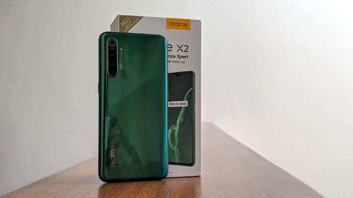 The Realme X2 in the Pearl Green finish really stands out.
