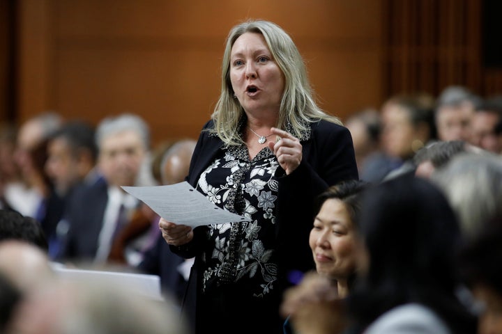 Middle Class Prosperity Minister Mona Fortier speaks during question period in the House of Commons on Parliament Hill in Ottawa on Dec. 9, 2019.