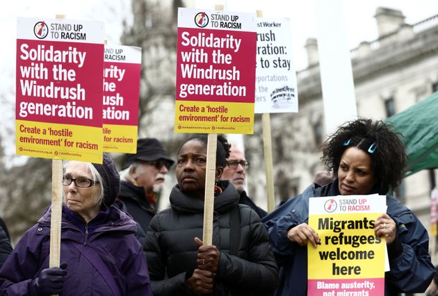 People protest against the treatment of Windrush victims in 2018 