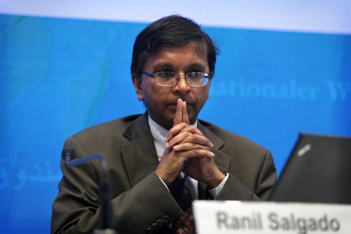 Ranil Salgado attends a press conference in Hong Kong on the IMF's regional economic outlook for Asia and Pacific on May 3, 2016.