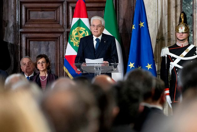 Il Presidente della Repubblica Sergio Mattarella in occasione della cerimonia per lo scambio degli auguri...