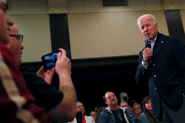 Former Vice President Joe Biden campaigned at Iowa State University in Ames during a bus tour of the state. Very few of the attendees were students.