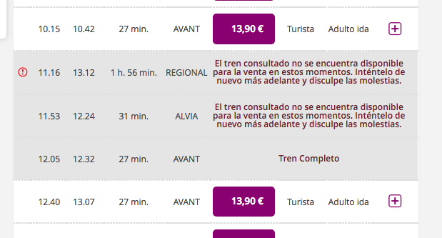 Los trenes de las 11.15 y 11.53 están afectados por la huelga.