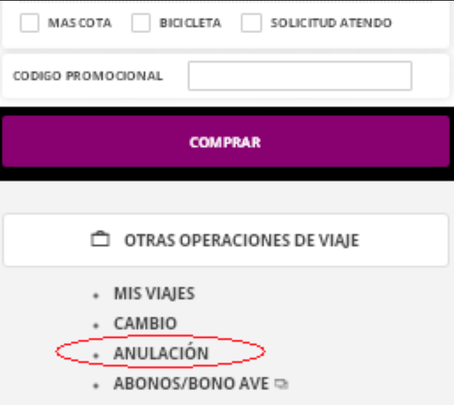 Anular tren Renfe