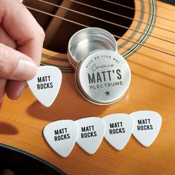 Personalised Guitar Plectrums, Not On The High Street, £12 