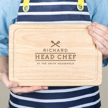 Personalised Family Chef Chopping Board For Him, Not On The High Street, £24.99 