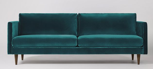 Velvet three-seater sofa from Tivoli, Swoon, £1,299