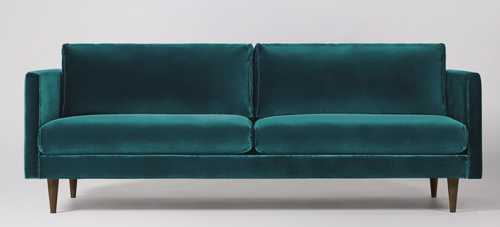 Velvet three-seater sofa from Tivoli, Swoon, £1,299