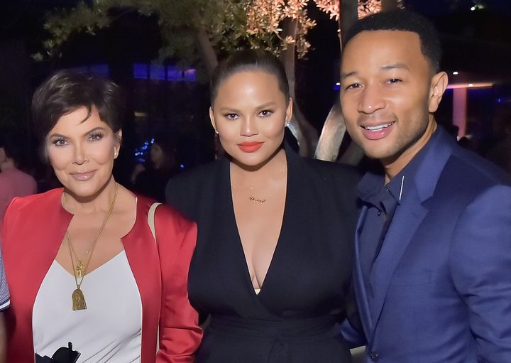 Kris Jenner, Chrissy Teigen and John Legend pictured together in 2018. 