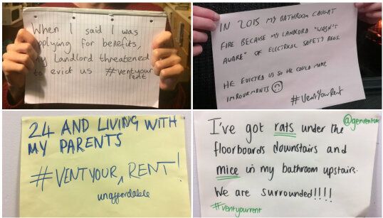 Generation Rent’s #ventyourrent campaign on social media encouraged tenants to share their experiences of life in private rented accommodation.