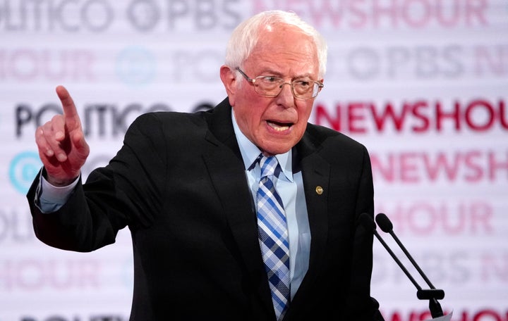 Sen. Bernie Sanders (I-Vt.) speaks during the sixth 2020 U.S. Democratic presidential campaign debate at Loyola Marymount University in Los Angeles.