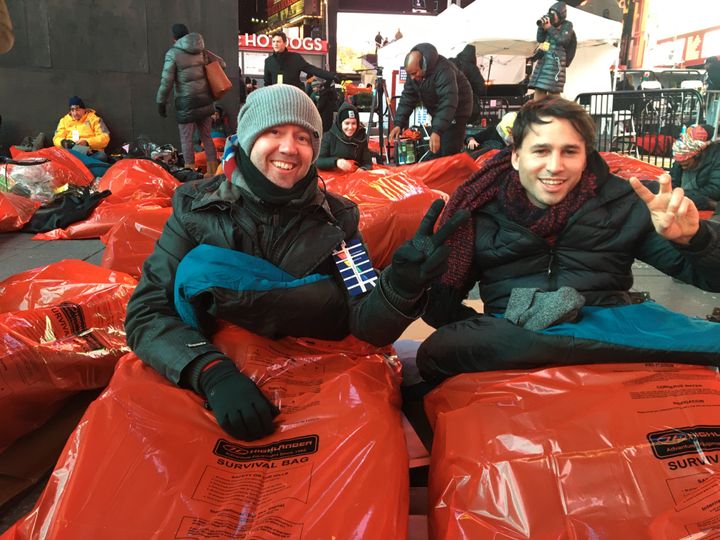Jack Littlejohn (right) and his cousin Garath Harper (left) at the The World's Big Sleep Out.