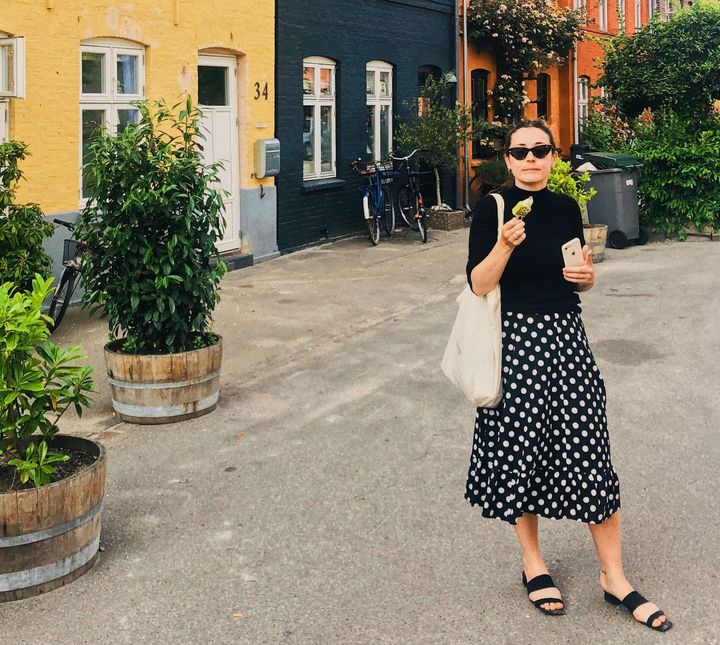 Sorcha McCrory eating gelato in the Østerbro neighborhood of Copenhagen, Denmark.