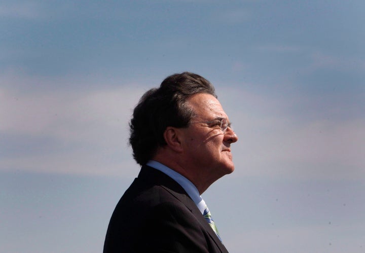 Jim Flaherty speaks to reporters at the Port of Montreal on Sept. 27, 2010.