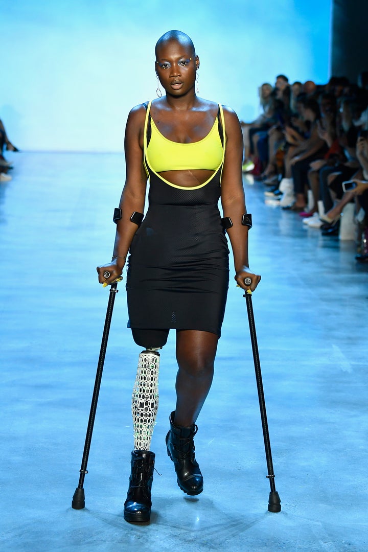 Cacsmy Brutus, also known as Mama Cax, walks the runway for Chromat during New York Fashion Week: The Shows at Gallery I at Spring Studios on Sep. 7, 2018, in New York City. (Photo by Frazer Harrison/Getty Images for NYFW: The Shows)