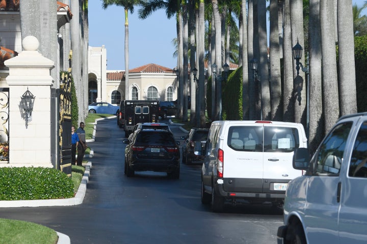 The motorcade with President Donald Trump arrives at his Trump International Golf Club in West Palm Beach, Florida, on Dec. 1