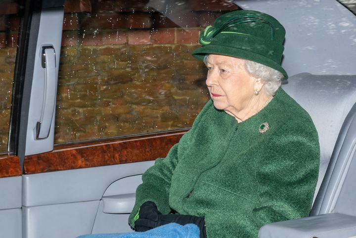 Queen Elizabeth II leaves after attending a church service at St Mary Magdalene Church in Sandringham, Norfolk. (Photo by Joe Giddens/PA Images via Getty Images)