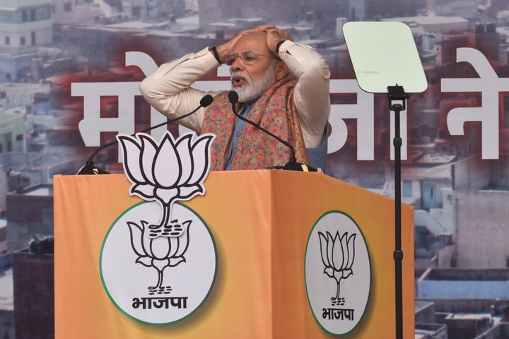 Prime Minister Narendra Modi addresses the gathering, at Ramlila Maidan on December 22, 2019 in New Delhi. 