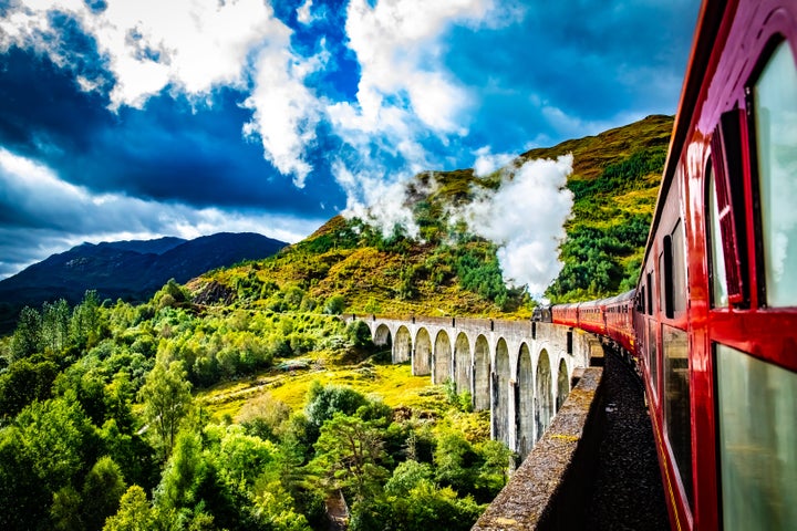 Glenfinnan Railway Viaduct with train