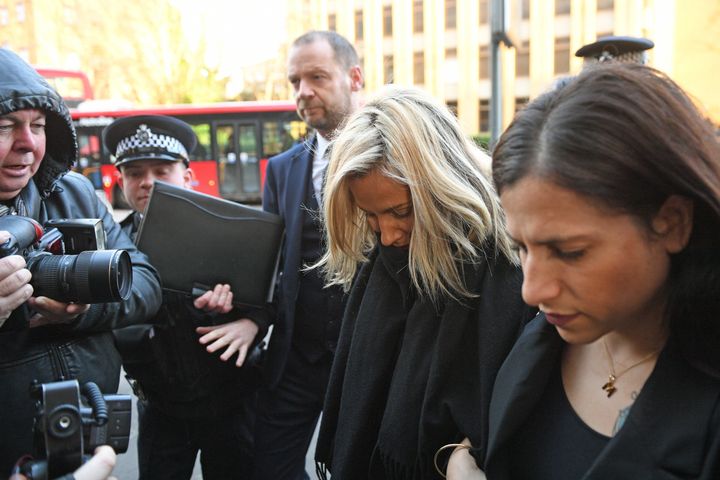 TV presenter Caroline Flack arrives at Highbury Corner Magistrates' Court charged with assault.