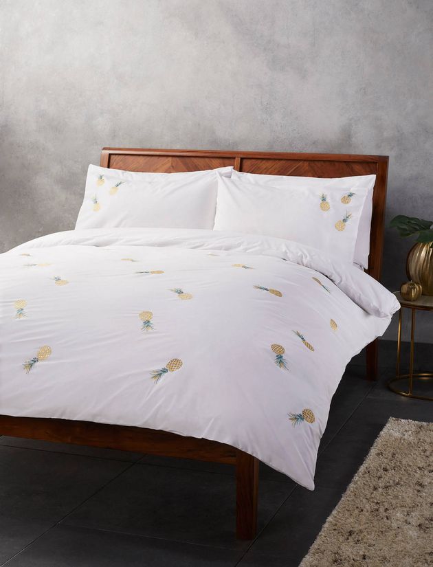 Embroidered Pineapple Duvet Cover Set,