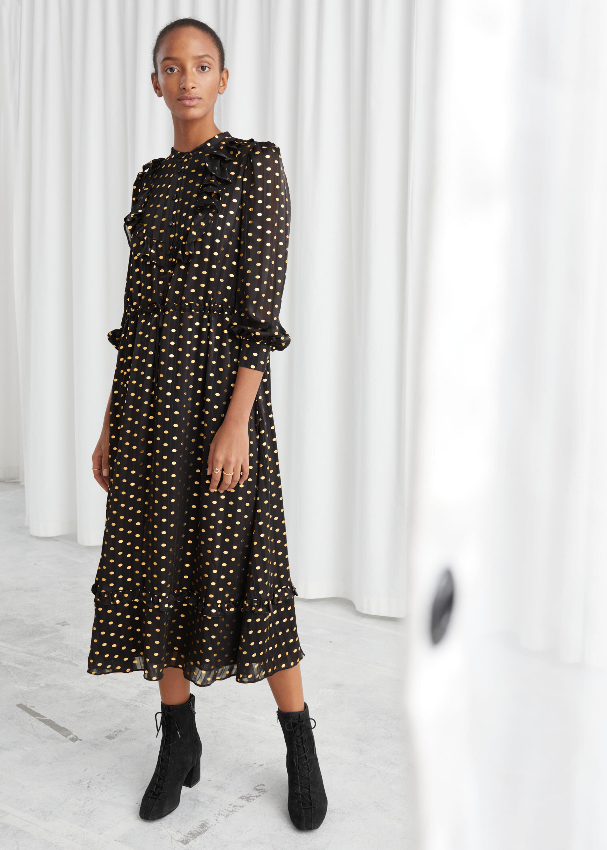 turtleneck jacquard dress other stories