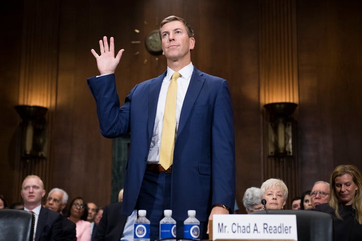 Chad A. Readler, nominee to be U.S. Circuit Judge for the Sixth Circuit, is sworn in to a Senate Judiciary Committee hearing on judicial nominations in Dirksen Building on Oct. 10, 2018.