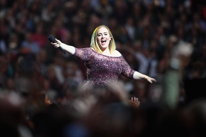 Adele during her most recent live performance at Wembley Stadium in 2017