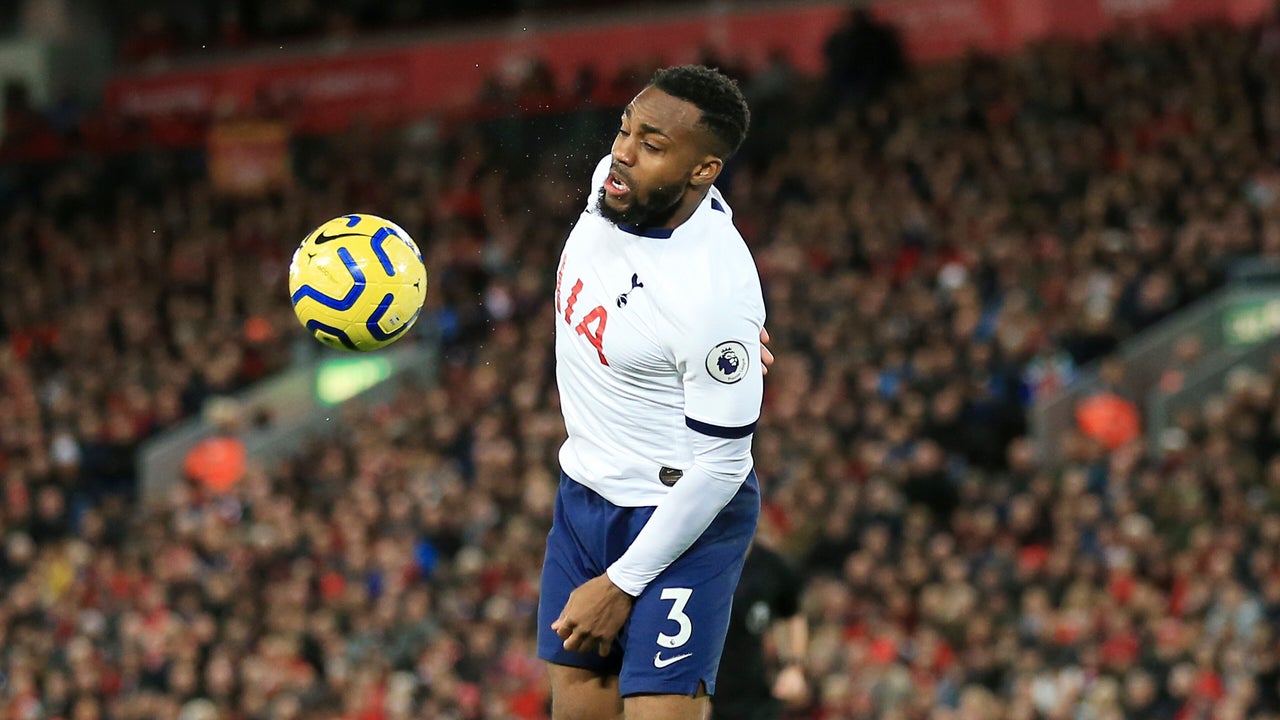 Tottenham's Danny Rose at a match against Tottenham Hotspur at Anfield stadium in Liverpool.