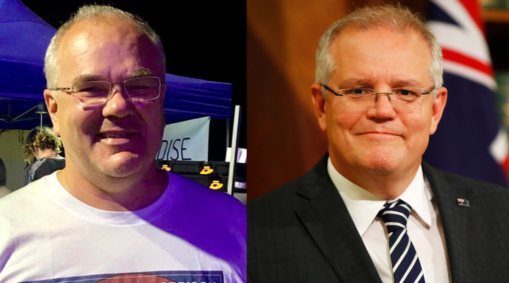 Canadian Shawn McCormick, left, has discovered he looks quite similar to Australian Prime Minister Scott Morrison, for better or worse.