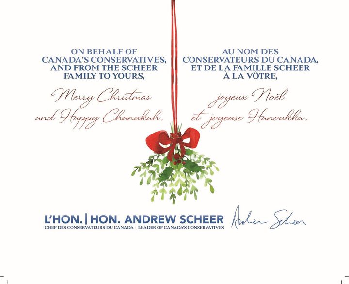Inside Scheer's Christmas card.