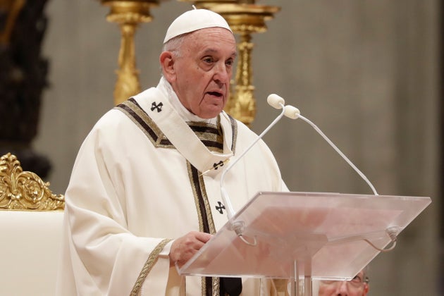 Pope Francis celebrates Christmas Eve Mass in St Peter's Basilica at the Vatican,