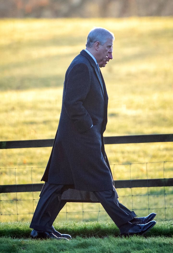 The Prince of Wales and the Duke of York arriving to attend a church service at St Mary Magdalene Church in Sandringham, Norfolk