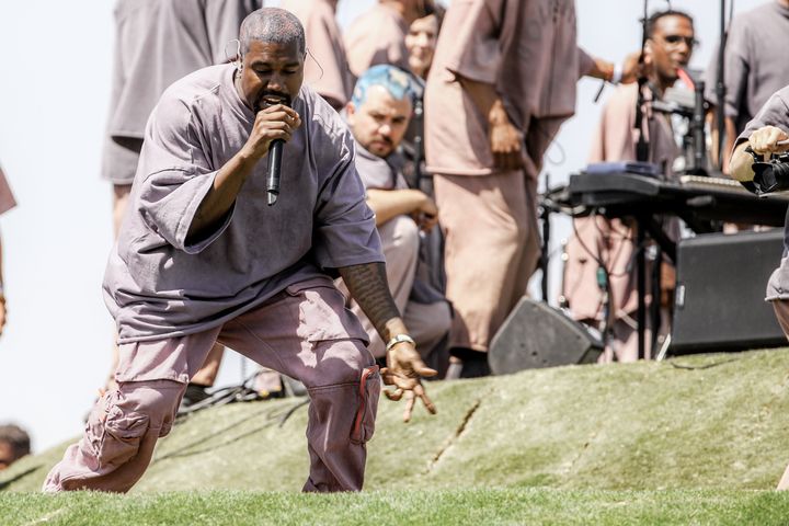 Kanye West performs Sunday Service during the 2019 Coachella Valley Music And Arts Festival on April 21, 2019, in Indio, Cali