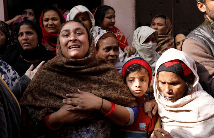 Shaheen, sister of Mohsin, who died during clashes with police following protests against a new citizenship law, cries outside their house in Meerut, in the northern state of Uttar Pradesh, India, December 24, 2019. REUTERS/Adnan Abidi