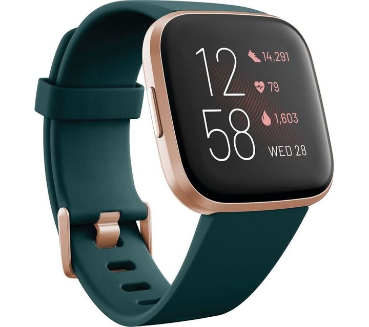 Currys FITBIT Versa 2 with Amazon Alexa - Emerald & Copper Rose