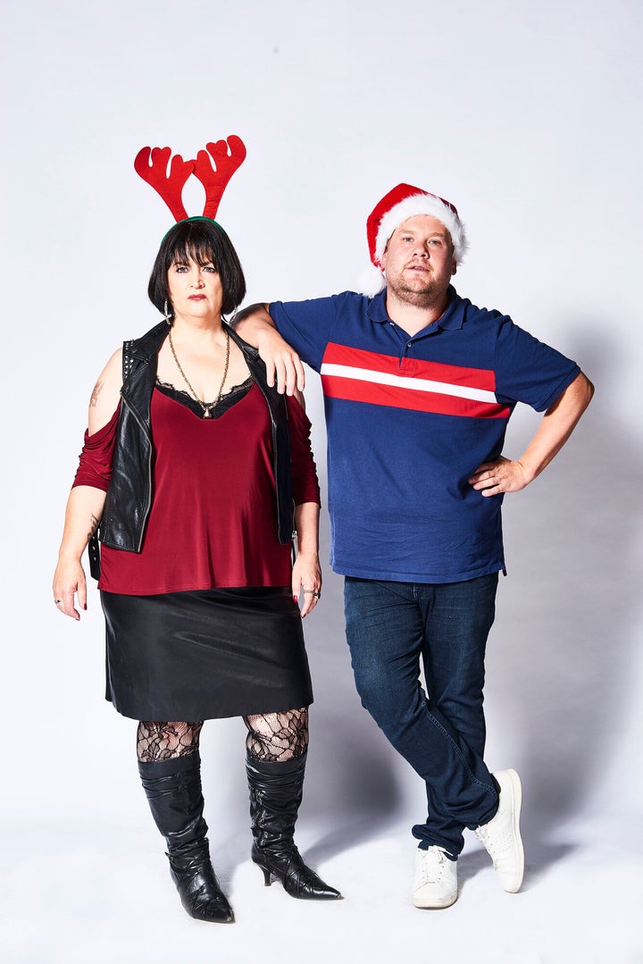 Ruth Jones and James Corden as Nessa and Smithy