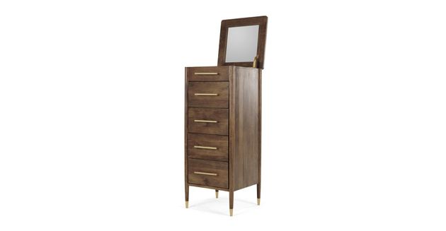 Hix Tall Vanity Chest of Drawers, Mango & Brass, Made