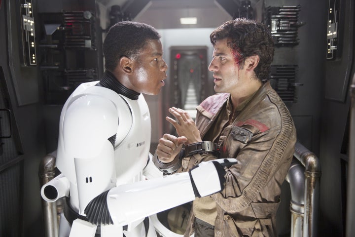 John Boyega and Oscar Isaac in The Force Awakens