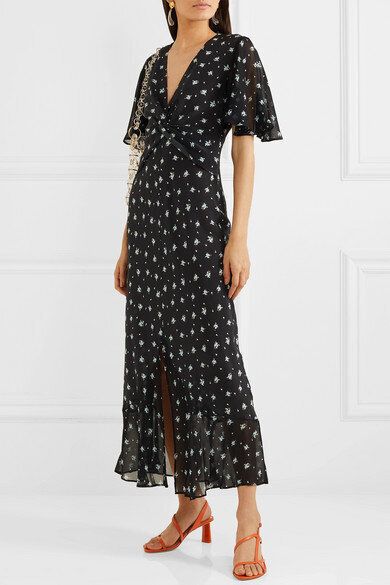 Rixo Zhandra Floral-Print Silk Crepe De Chine Midi Dress, Net-A-Porter